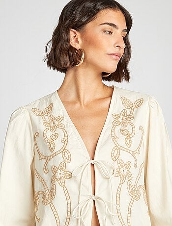 Blouse kimono brodé