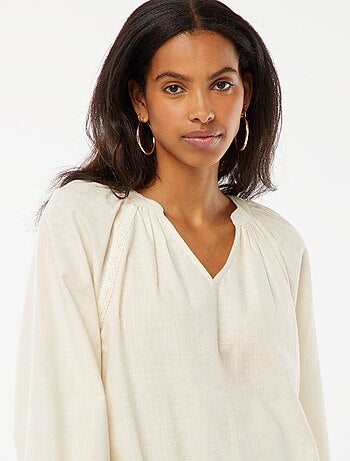 Blouse large en coton avec broderies