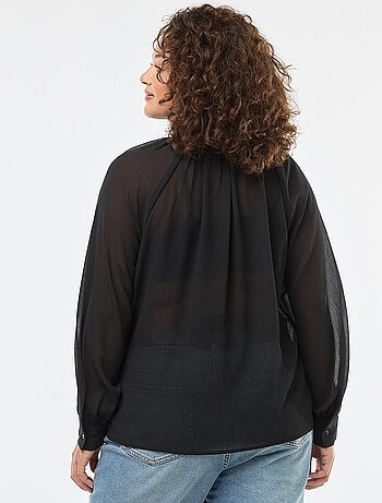 Blouse lavallière avec liens à nouer devant