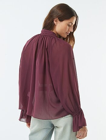 Blouse lavallière fluide avec manches volantées