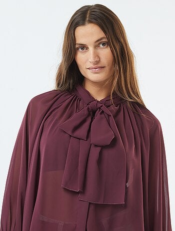 Blouse lavallière fluide avec manches volantées