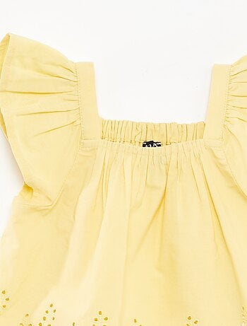 Blouse légère avec bretelles volantées et broderies