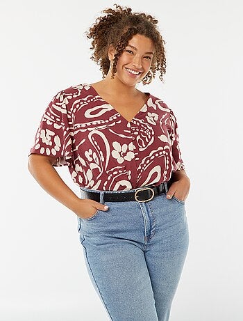 Blouse légère volante manches courtes à motif