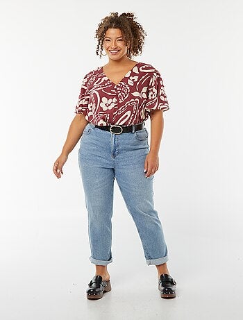 Blouse légère volante manches courtes à motif