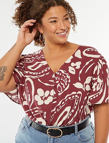 Blouse légère volante manches courtes à motif