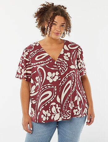 Blouse légère volante manches courtes à motif