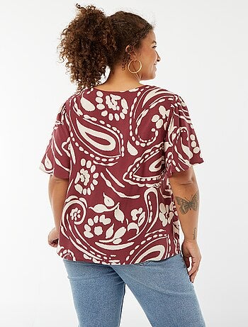 Blouse légère volante manches courtes à motif
