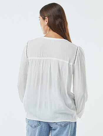 Blouse maille crêpe avec bord ajouré