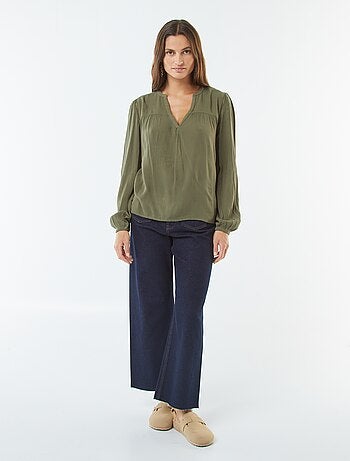 Blouse maille crêpe avec bord ajouré