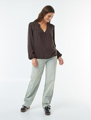 Blouse maille crêpe avec bord ajouré