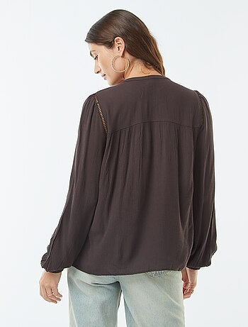 Blouse maille crêpe avec bord ajouré