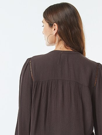 Blouse maille crêpe avec bord ajouré