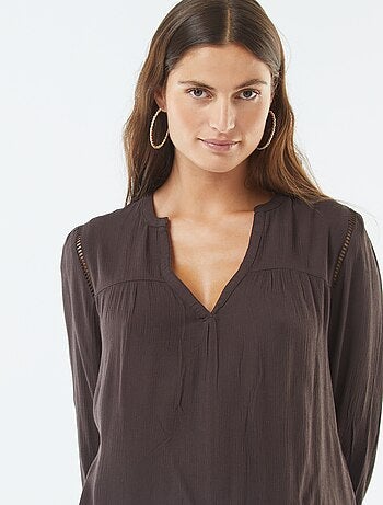 Blouse maille crêpe avec bord ajouré