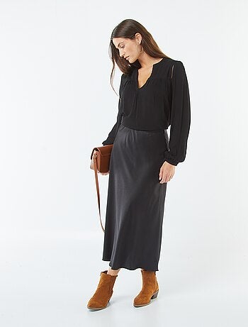 Blouse maille crêpe avec bord ajouré