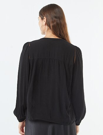 Blouse maille crêpe avec bord ajouré