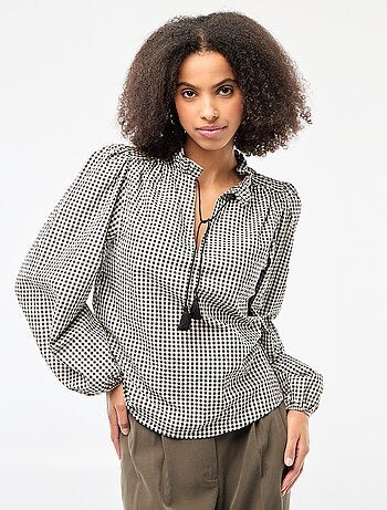 Blouse manches longues à carreaux
