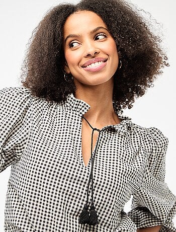 Blouse manches longues à carreaux