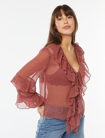 Blouse manches longues volantée