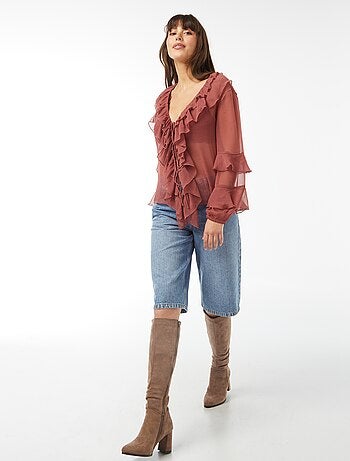 Blouse manches longues volantée