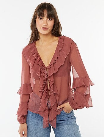Blouse manches longues volantée