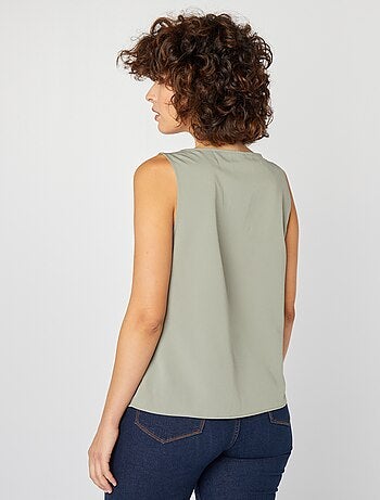 Blouse sans manches avec col en dentelle