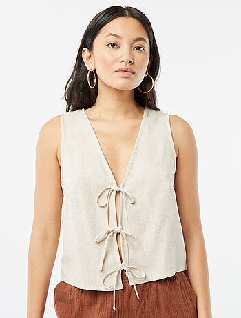 Blouse sans manches en lin mélangé