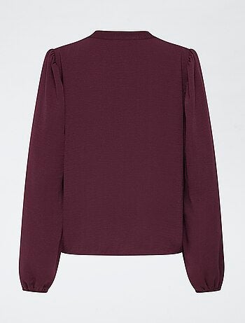 Blouse unie avec col V et broderies devant 'JDY'