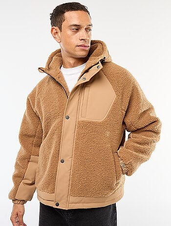 Blouson a capuche effet moutonné
