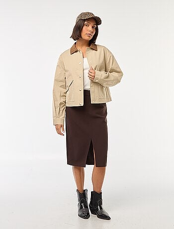 Blouson avec col en matière côtelée