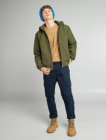 Blouson chaud avec capuche doublée effet moutonnée