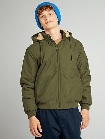 Blouson chaud avec capuche doublée effet moutonnée