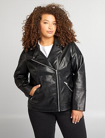 Blouson en simili avec col cranté