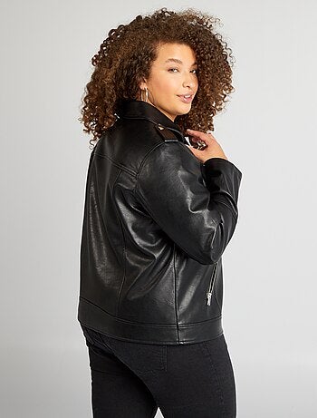 Blouson en simili avec col cranté