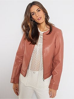 Blouson zippé en simili - Kiabi