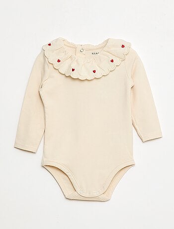 Body à col fantaisie brodé en coton