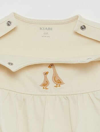 Body à manches courtes à revers et broderie devant