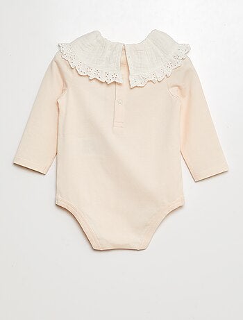 Body avec col en double gaze de coton avec broderies anglaises