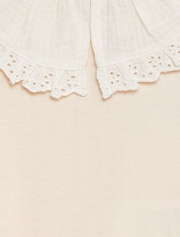 Body avec col en double gaze de coton avec broderies anglaises