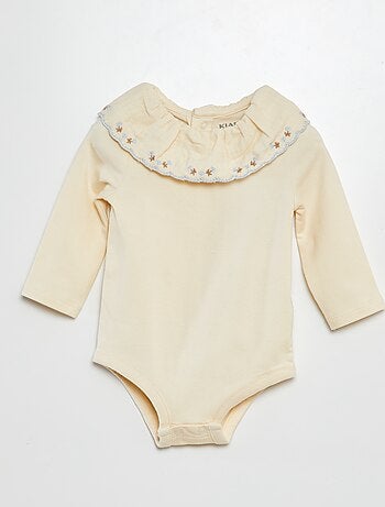 Body avec large col avec broderies