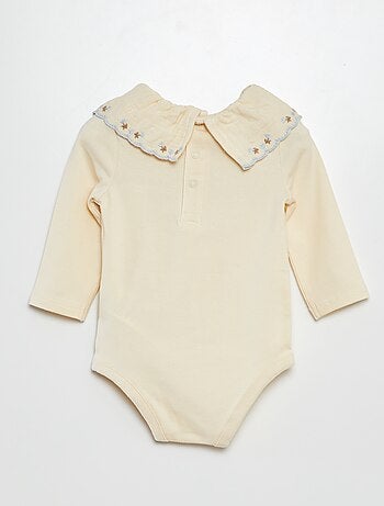 Body avec large col avec broderies