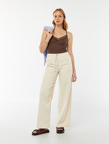 Body côtelé uni avec dentelle