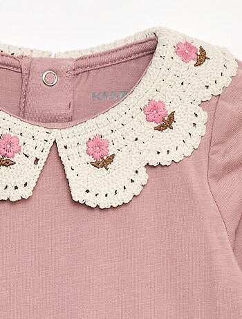 Body en maille jersey avec un col claudine brodé