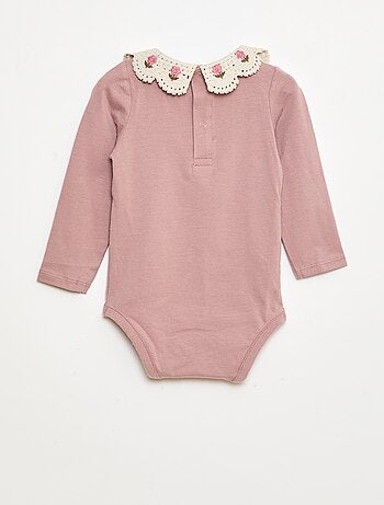 Body en maille jersey avec un col claudine brodé
