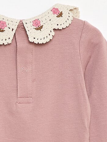 Body en maille jersey avec un col claudine brodé