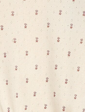 Body en maille pointelle avec col volanté et motif all over