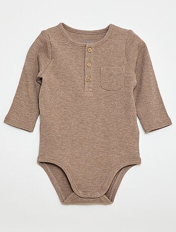 Body manches longues maille gaufrée