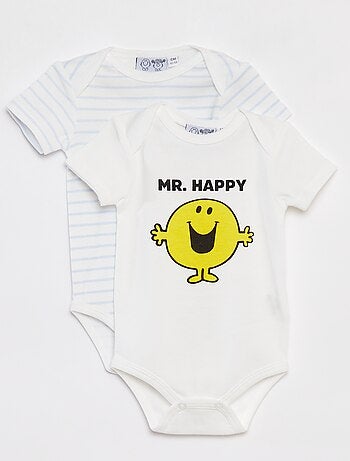 Body 'Monsieur Madame' 'Mr. Happy' à manches courtes et col US