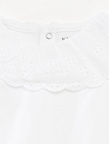 Body sans manches à col large en broderies anglaises