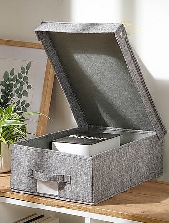 Boîte de rangement en lin avec couvercle