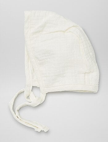 Bonnet beguin en gaze de coton